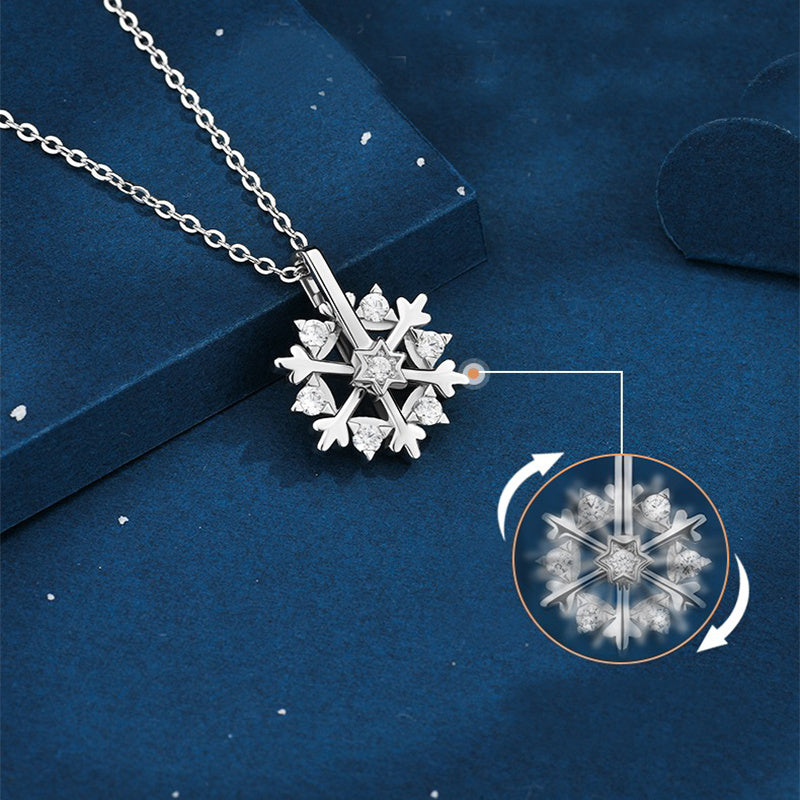 Rotatable Silver Snowflake Necklace